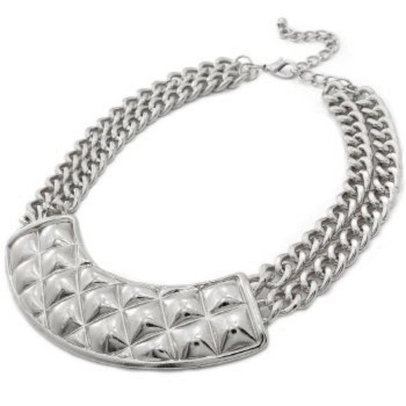 Silver Quilting Pattern Necklace and Earrings Set - Picture 2 of 2